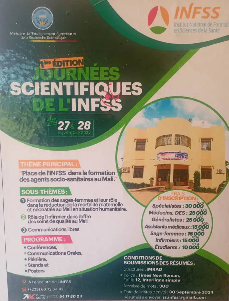 You are currently viewing Journées Scientifiques de l’Institut National de Formation en Sciences de la Santé (INFSS)